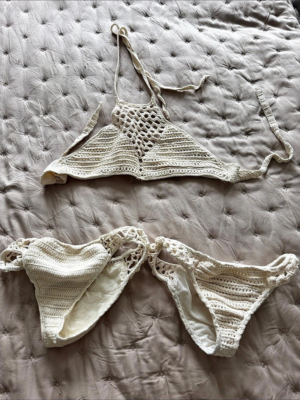 Andi Bagus Crochet Bikini Set in White Size M/L Top is small